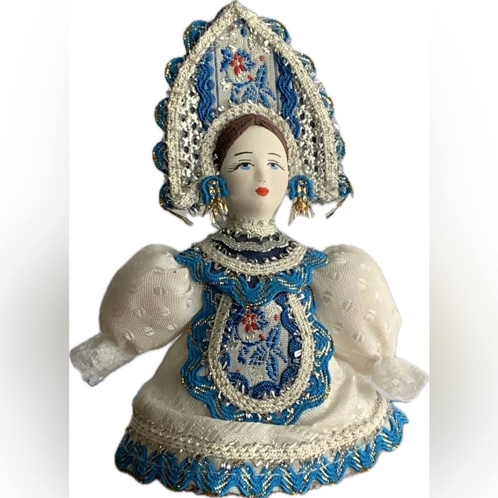 New Vintage Russian Tsaritsyn summer Christmas ornament doll (brown hair)